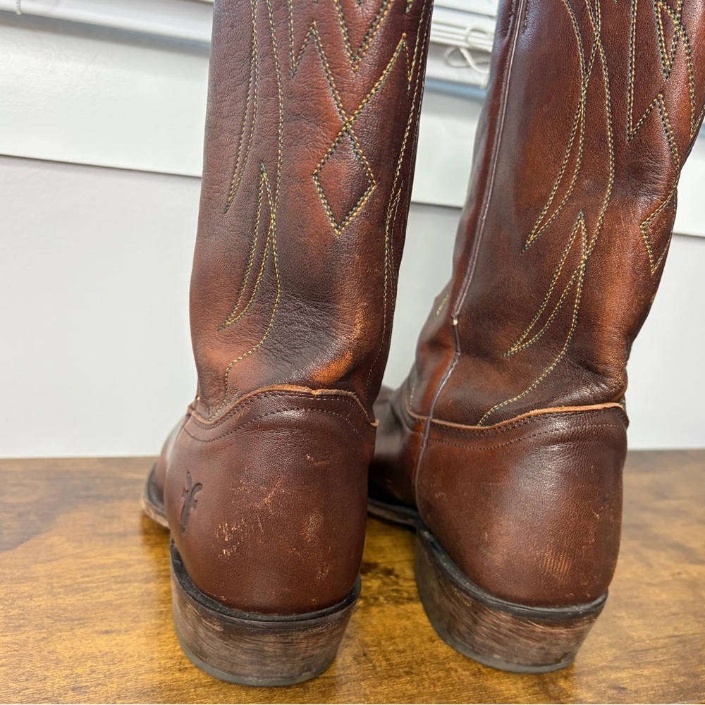 Women’s Frye Billy Pull On Leather Cowgirl Boots Brown Size 9 - Picture 5 of 10
